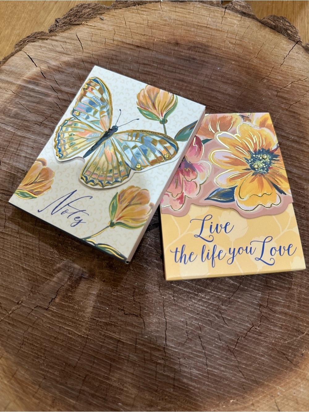 Punch Studio Butterfly & Floral Notepads in Yellow, Blue, Gold